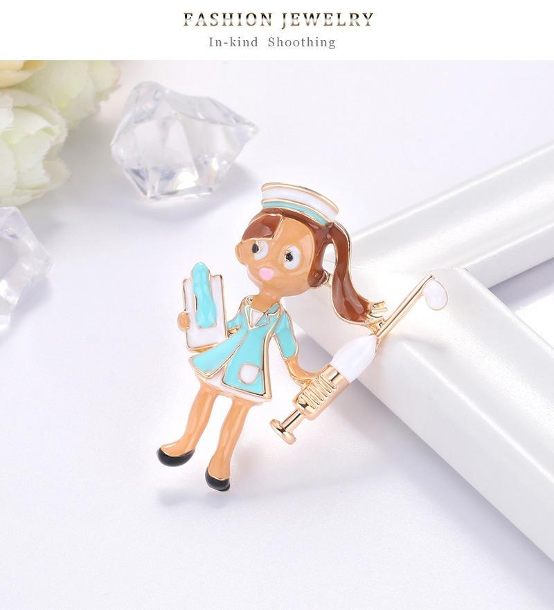 Brooches  Ink Blue Gift for Nurse Women Alloy Hospital Doctor Professional Casual Brooch Pins