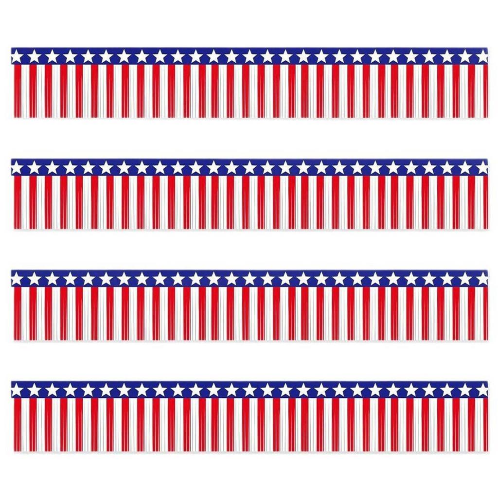 USA Flag Fringe Banner Tinsel Streamer Foil Tassel Garland For Independence Day Fourth Of July Indoor And Outdoor Decoration