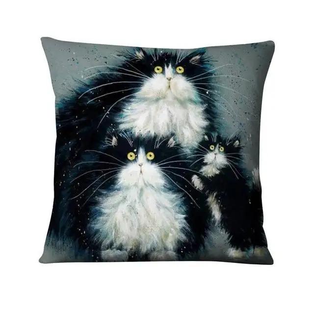 

Красочная наволочка с принтом мультяшного кота, украшение для дома, подушка для рисования, декоративный декор, пледы для дивана 40x40cm