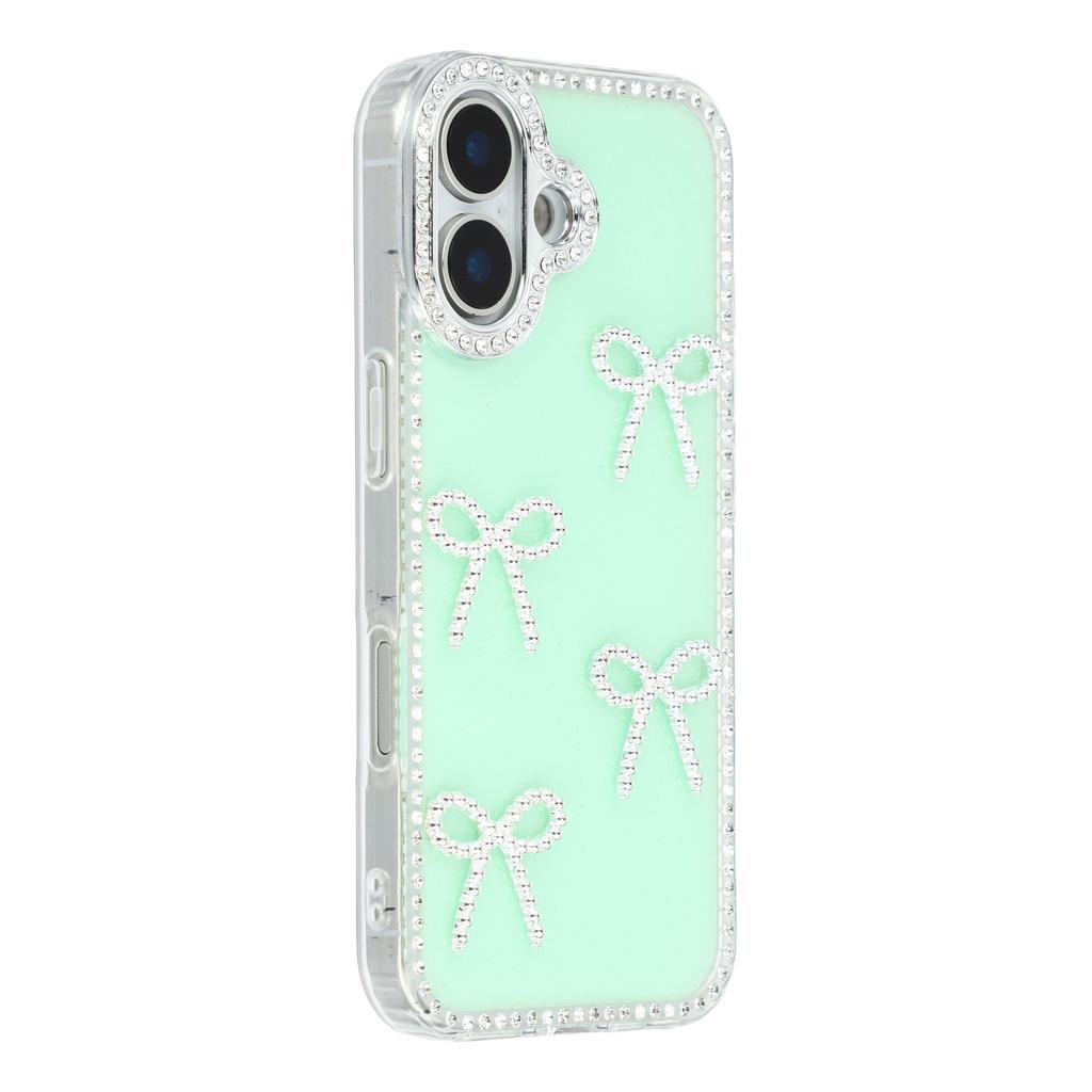 For iPhone 17 Case Rhinestone Edge Butterfly Bow Decor TPU+PC IMD Phone Cover