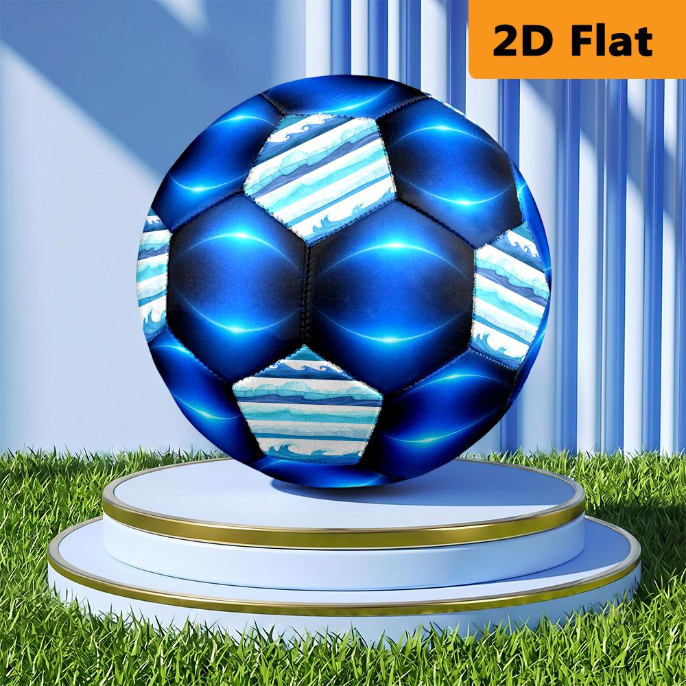 Neon Blue Arc Size Soccer Ball High Elasticity Match Universal Unique Gift Swirl Football Suitable For Both Training And Competition No 5 Football
