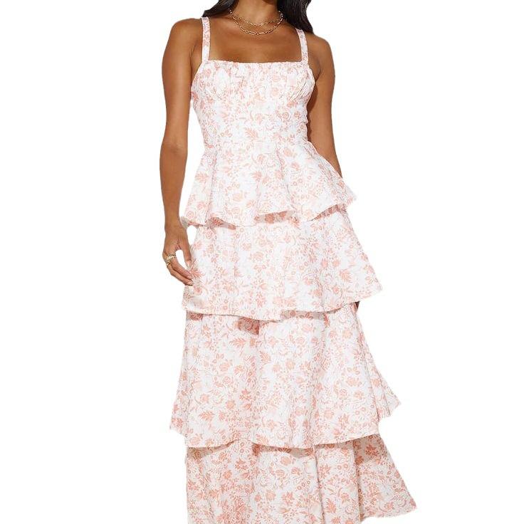 2024 Spring/Summer European & American Floor-Length Printed Dress (2 Colors) for Holiday Parties