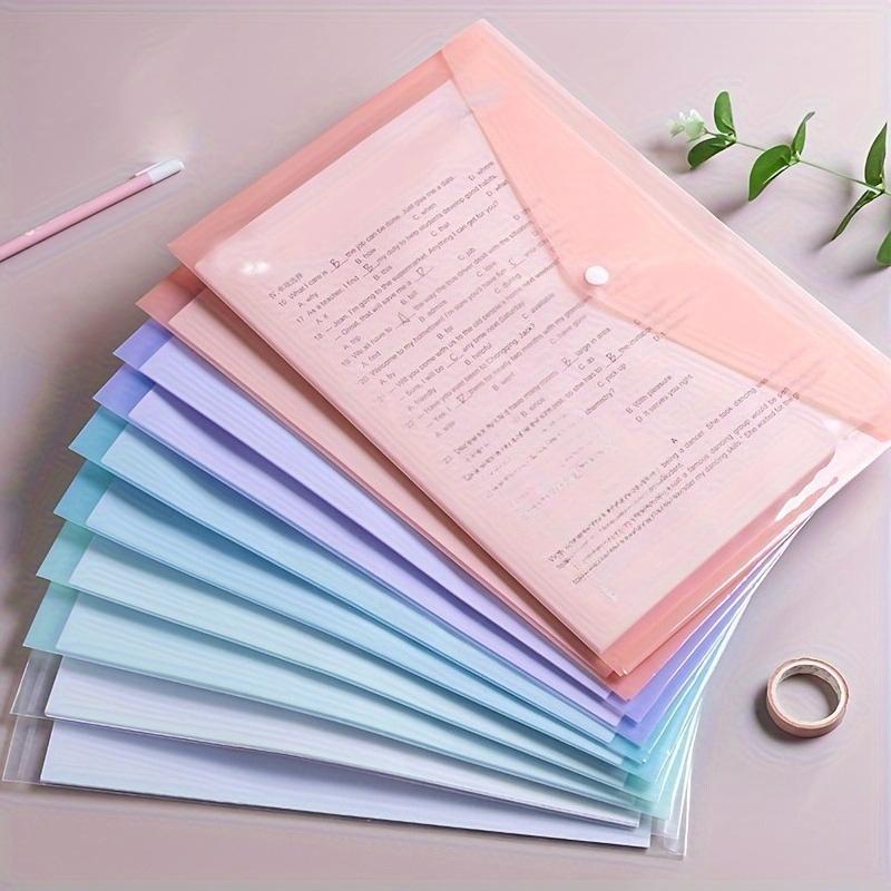 10pcs A4 Transparent Plastic File Folders, Waterproof PP Document Storage Bags - For Student Test Papers & Office Organization