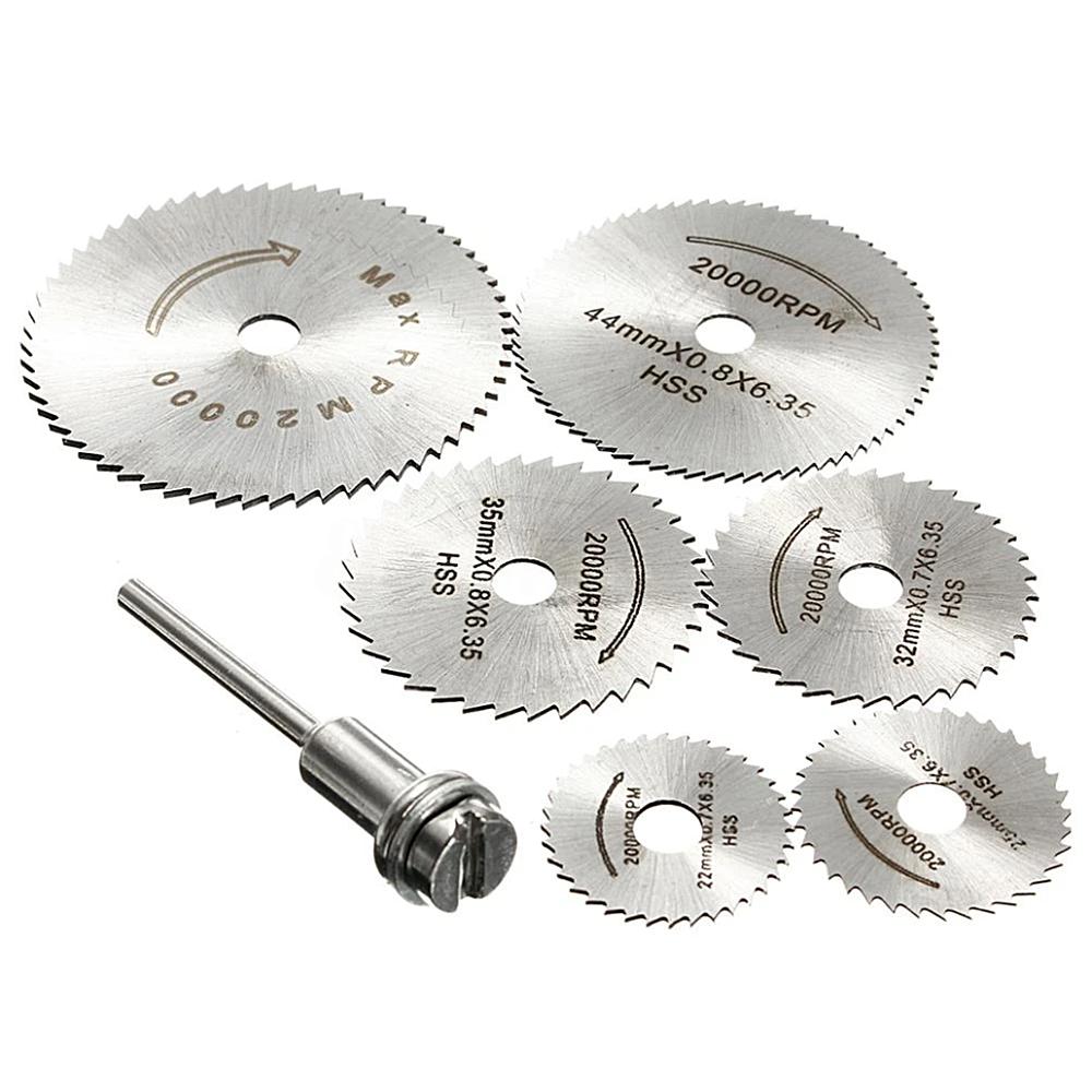 

7pcs HSS Circular Saw Blade Rotary Tool For Dremel Metal Cutter Power Tool Set Wood Cutting Discs Drill Mandrel Cutoff