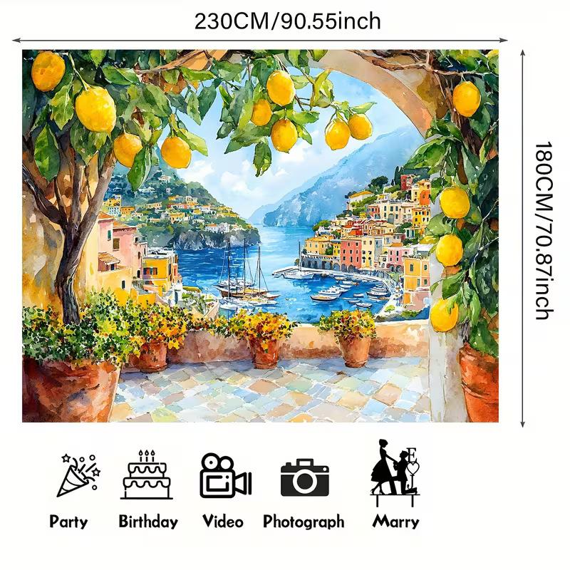 2D Sommerurlaub Wandteppich, Mittelmeerblick für Party & Heimdekoration