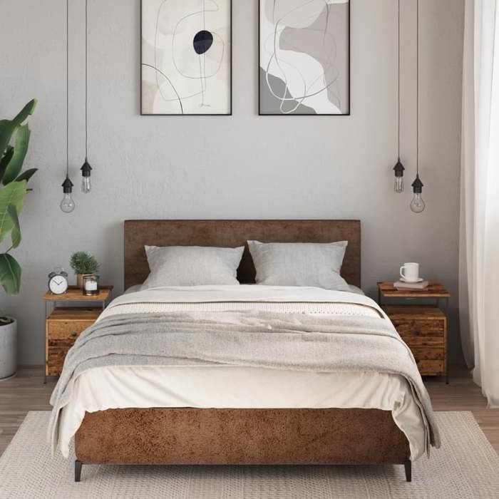 VidaXL Tables de chevet 2 pcs vieux bois 34x35,5x50 cm bois ingénierie, meuble de chevet, table d'appoint, armoire de lit, 857259