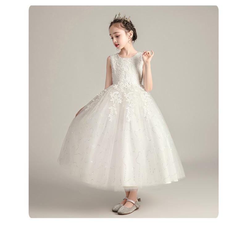 Girls Princess Puffy Lace Flower Girl Party Performance Dress