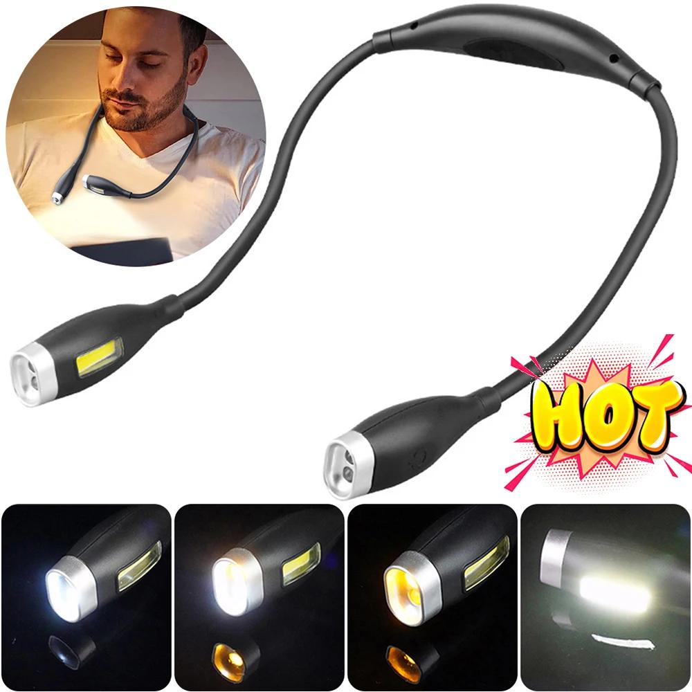 LED Reading Neck Light USB Rechargeable Book Lamp Flexible Arm Reading Book Light Read Neck Lamp Study Reading Night Light