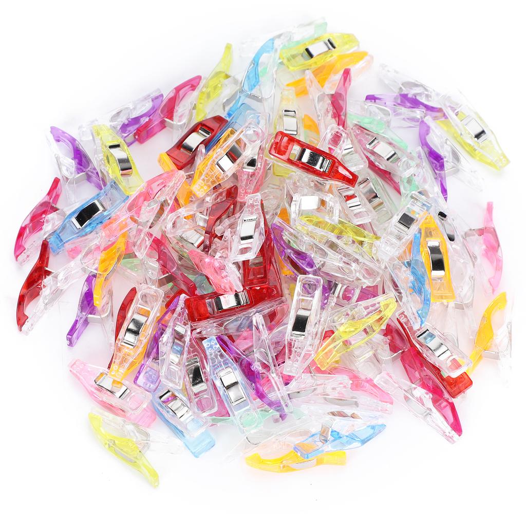 100Pcs Small Hemming Clips Fabric Craft Colorful Plastic Sewing Positioning Clips
