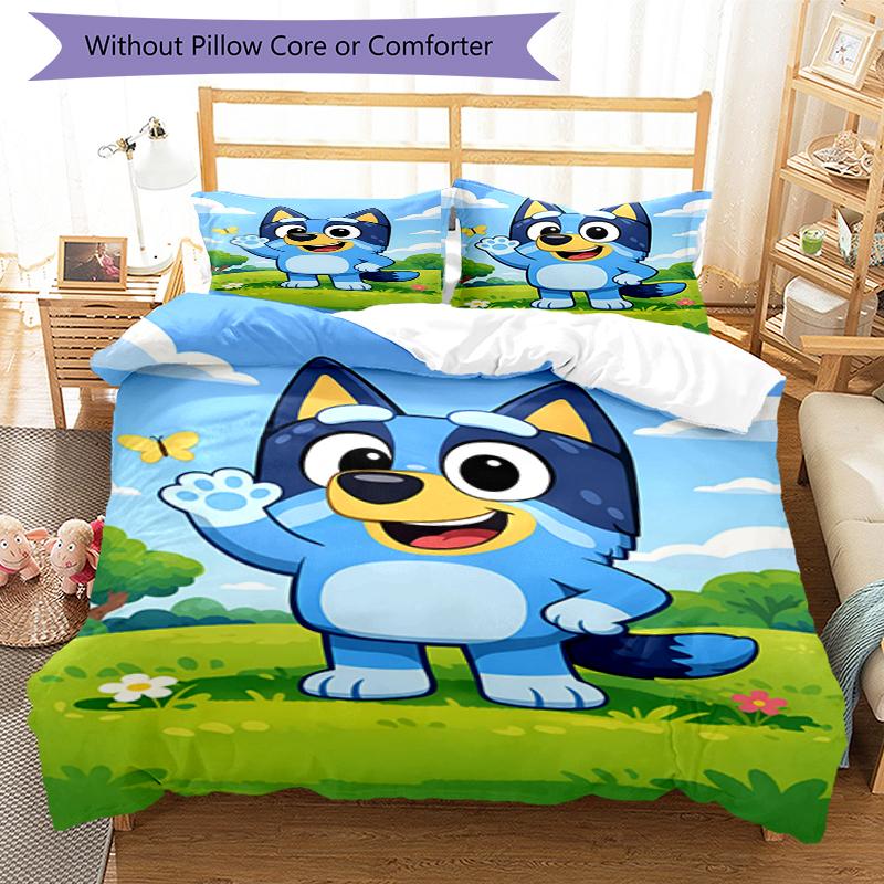 3pcs Bluey Bedding Set Duvet Cover Closure Includes 1 Duvet Cover & 2 Pillowcases, Soft and Comfortable for All Seasons.