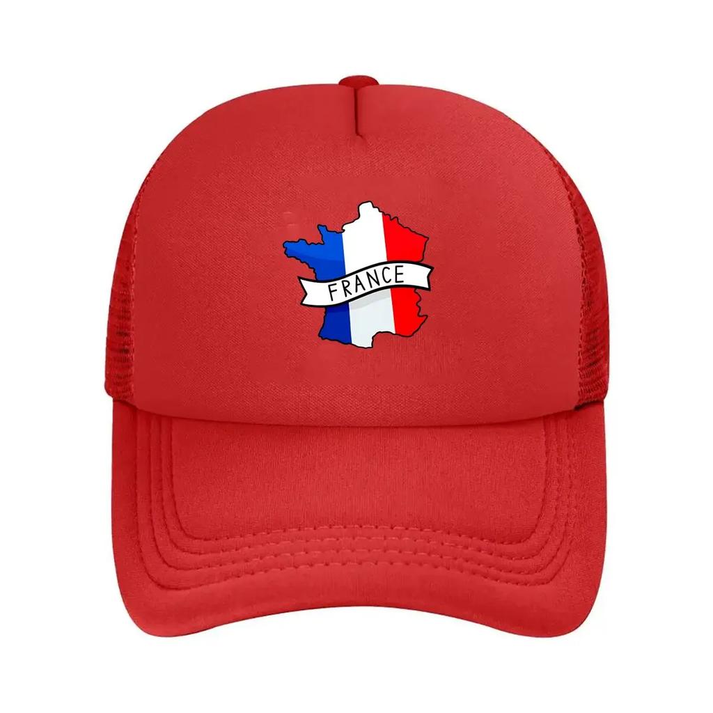 France Flag Map Sticker Mesh Baseball Cap