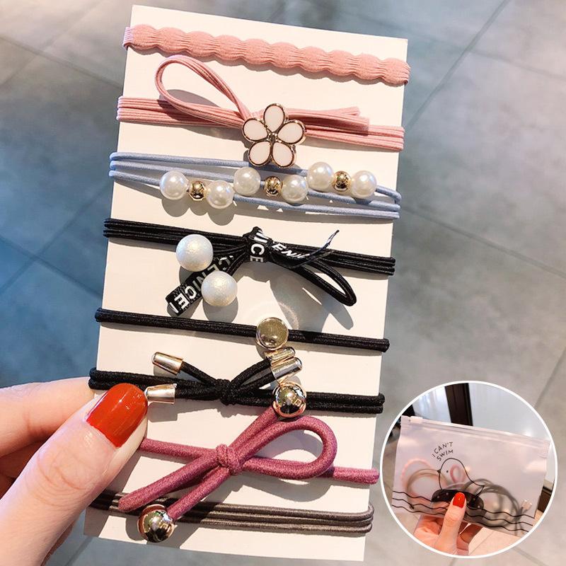 1 Set Elastico per Capelli Korean Simple Durevole Elastici per Capelli Accessori per Ragazze Corda per Capelli Anello Copricapo