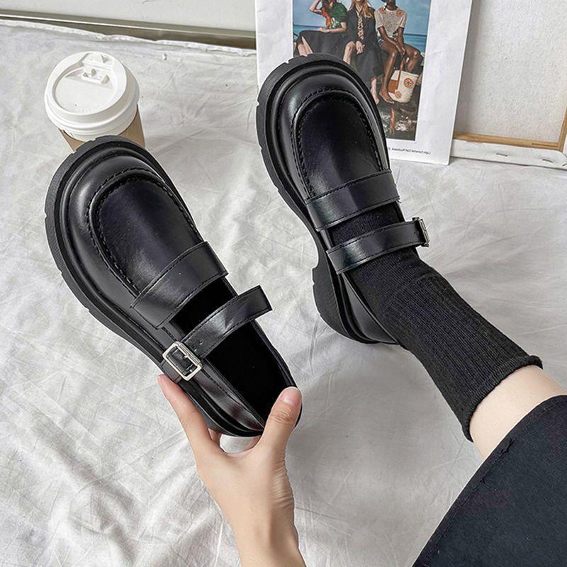 British small leather shoes women's spring spring spring with skirt French platform black retro Mary Jane shoes jk shoes Japanese