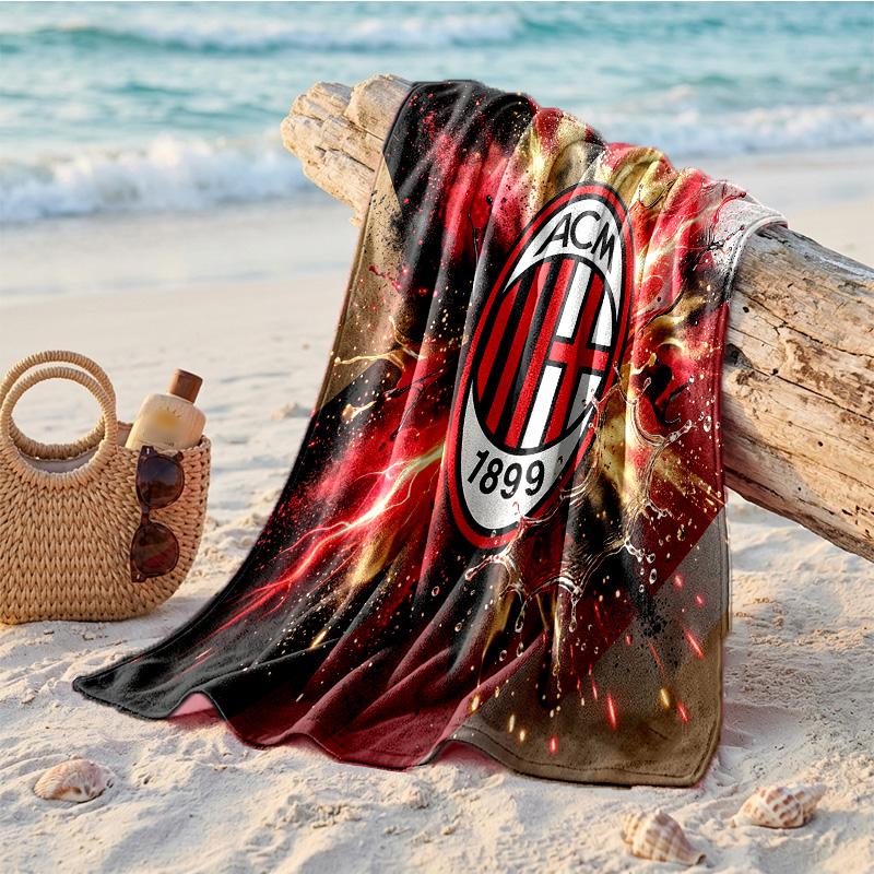 Asciugamano da Spiaggia in Microfibra con Stampa AC Milan Asciugatura Rapida Assorbente Grande Asciugamano per Spiaggia Nuoto Viaggio