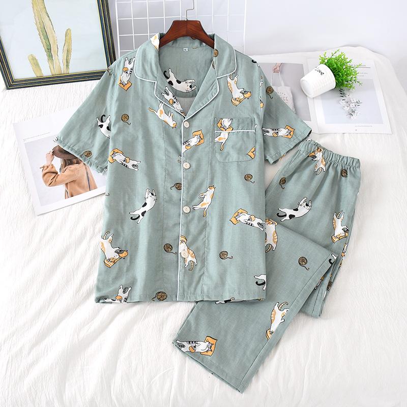 

Пижама летняя тонкая с короткими рукавами Пижама 100% хлопок простой домашний костюм женская одежда для сна XL