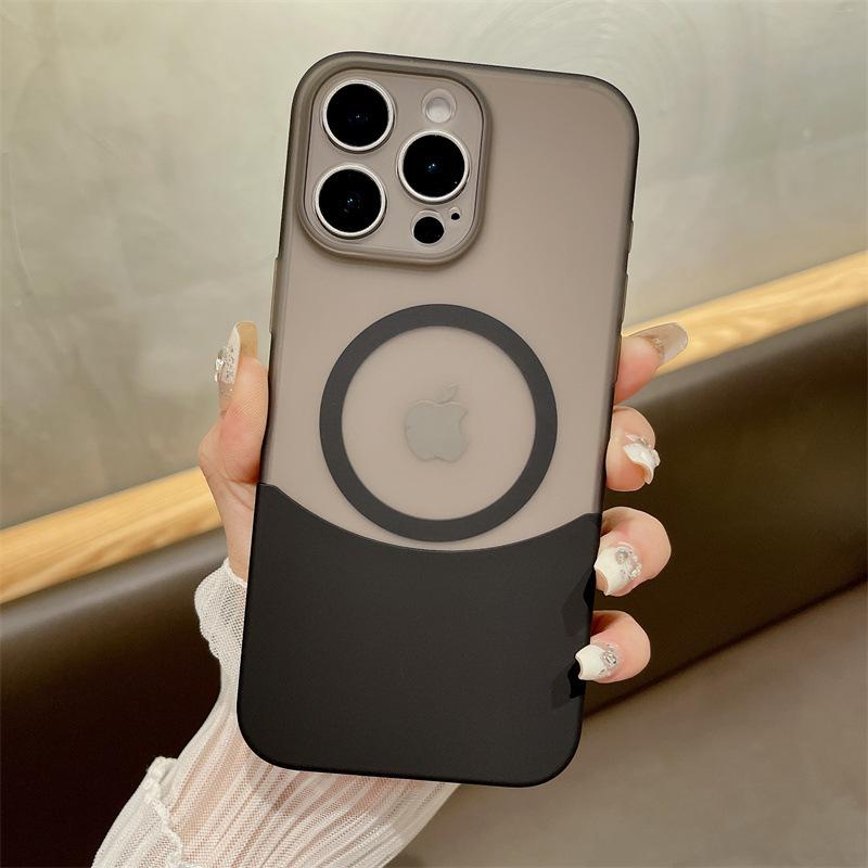 Anwendbar für iPhone16 Spleißkontrastfarbe Zwei-in-eins Matt Magnetische Saug-Handyhülle Apple 15pro Vollständige Schutzhülle