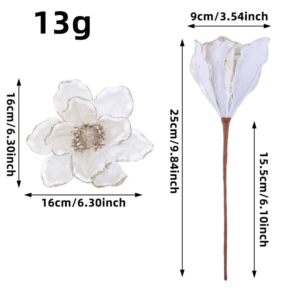 Nouvelle Guirlande de Fleurs Artificielles de Noël 16cm Accessoire Rotin Fleur Fausse Paillettes 3D Fleur Suspendue Ornement Décoration Sapin de Noël