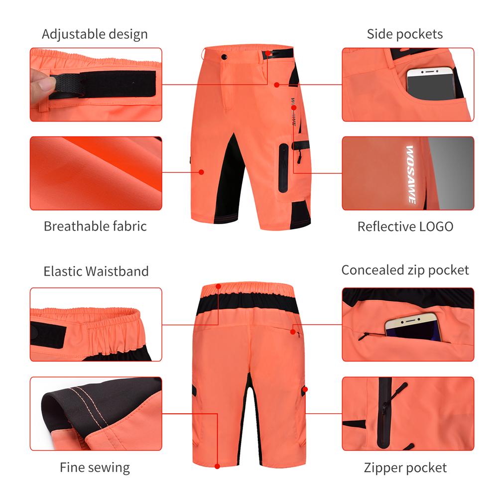 Wosawe Atmungsaktive, hochelastische, reflektierende Weste für Herren, bequeme, lockere Bergshorts, Reitanzug