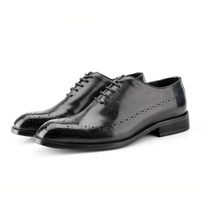 Men's Carved Leather Brogue Derbies - First Layer Cowhide, Business Formal or Casual Wear
