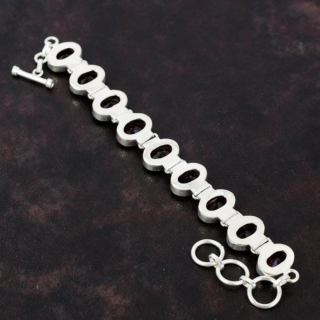 Faceted Mozambique Garnet Bracelet Gemstone Jewelry 925 Sterling Silver Bracelet Adjustable Chain Bracelet Handmade Jewelry Anniversary Gift