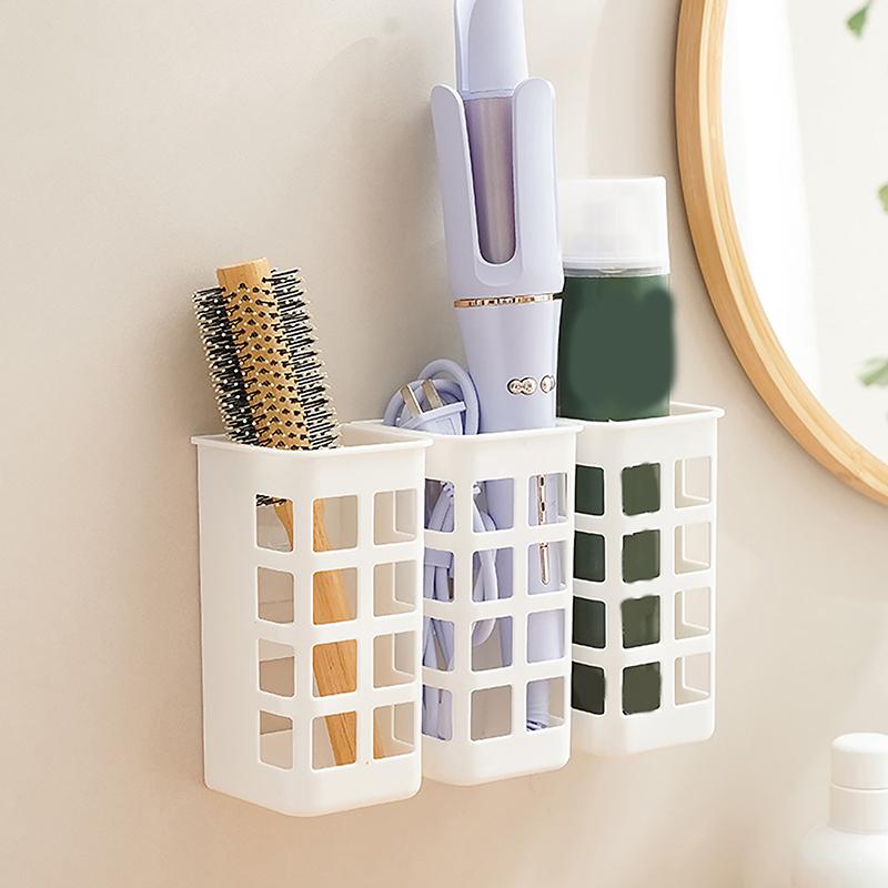 Organizador de ferramentas para cabelo, suporte de parede para escovas, uso sem perfuração, organizador multifuncional, prateleira morden para banheiro