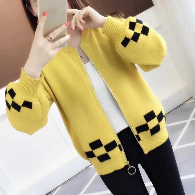 Women's Autumn Vintage Short Knit Cardigan Winter Casual Loose O-neck Long Sleeve Sweaters Lady Design Elegant Tops