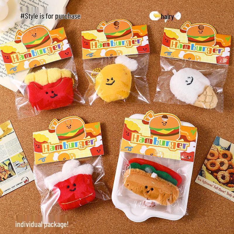 Plush Food Doll Charms: Cute Keychain Ornaments with Squeaky Small Dolls
