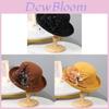 Wool Beret Hat For Women With Feather Flower Embroidery For Autumn Winter Fashion