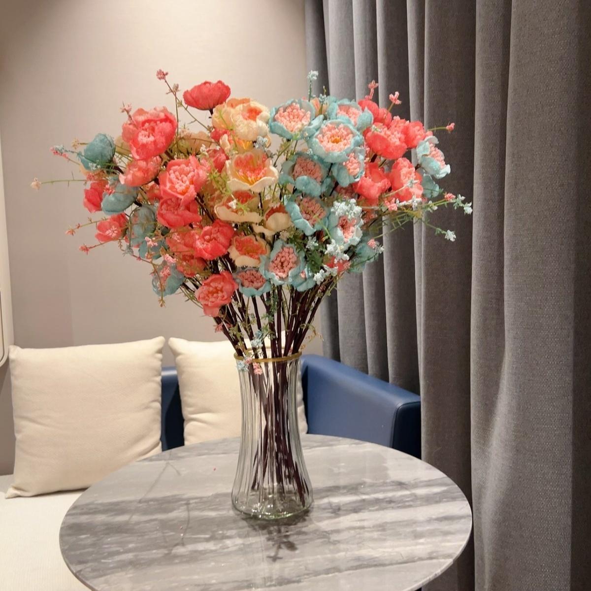 Имитация цветочных украшений гостиная обеденный стол украшение из сухих цветов букет — фото 9