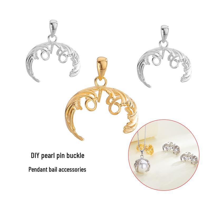 

Through-Hole Pearl Pendant Buckle for DIY Jewelry with Amber, Beeswax, or Jade Inlay.