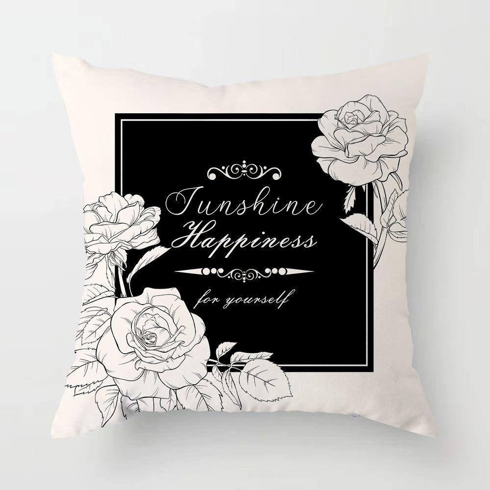 American Retro Light Luxury Pillow Black and White Sofa Living Room Pillow Cushion Dormitory Bedroom Bedside Pillow Removable and Washable