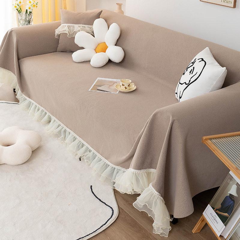 Sofabezug Handtuch mit Spitzenschürze 1/2/3/4/5 Sitzer Universal Sektionscouch Überwurf Möbel Schutz Modern