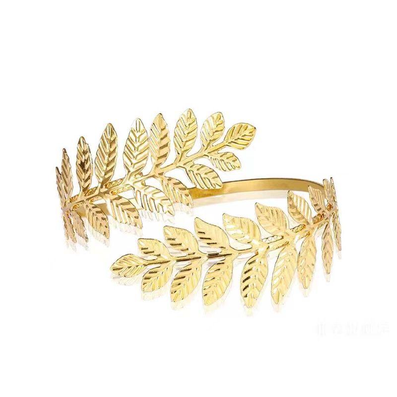 

Fashion Retro Metal Leaves Laurel Headband Female Virgin Baroque Golden Crown Bridal Crown Greek Headdress Bracelet (One)