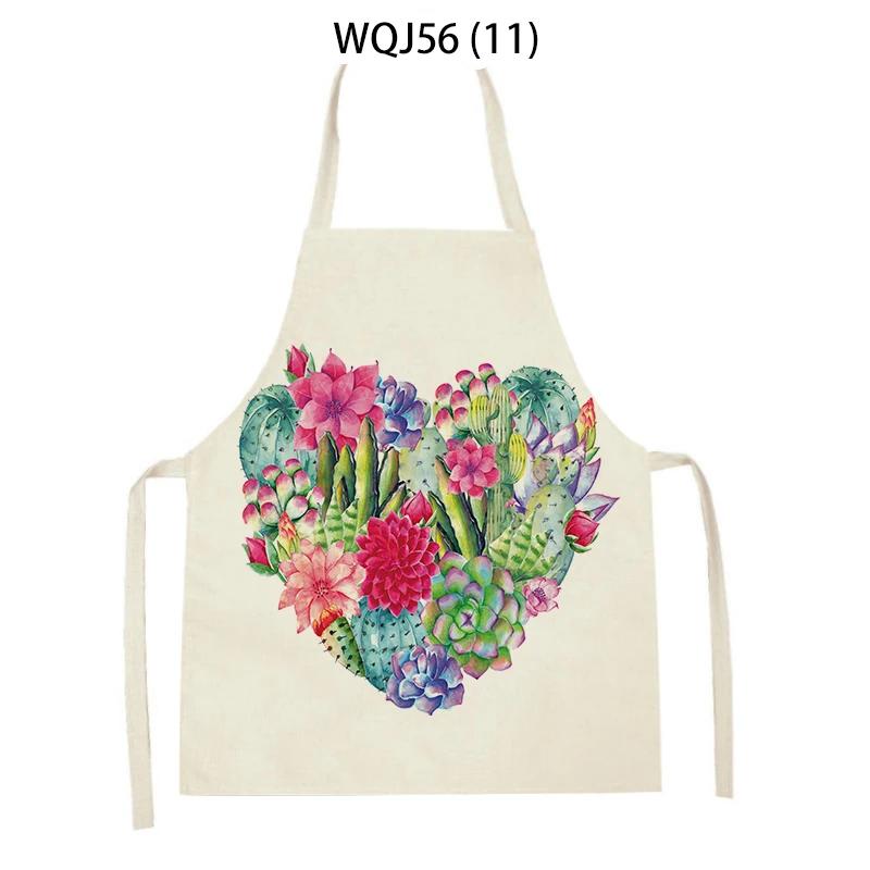 Cactus Pattern Home Cleaning Kitchen Aprons Plant Flowers Adult Kids Waist Bib Baking Accessories Cleaning Antifouling Apron