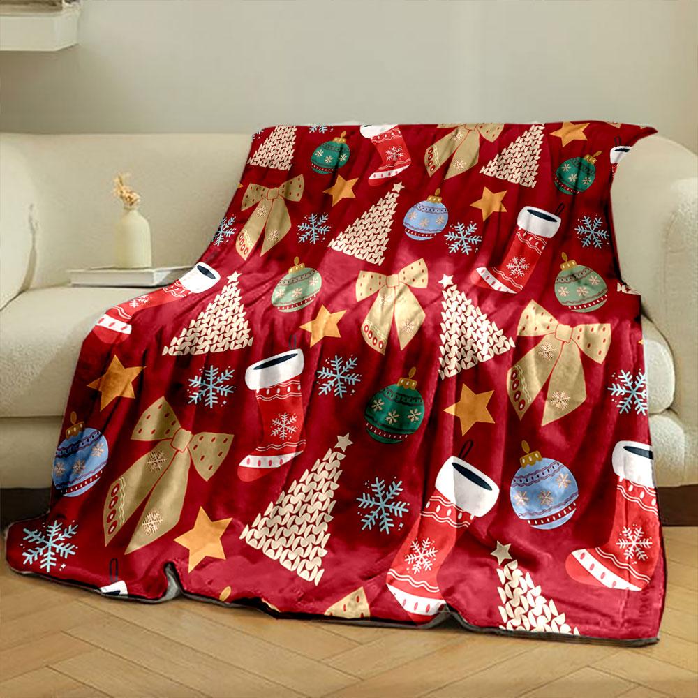 Festive Christmas Pattern Print Blanket Soft and Cozy Perfect for the Living Room Bed Sofa or a Nap,gift
