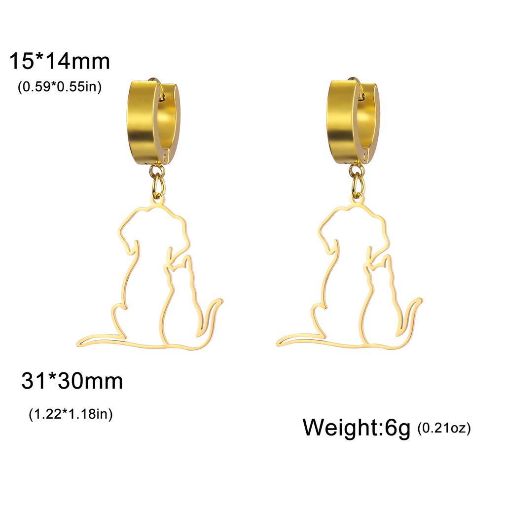 Lucktune Cute Hugging Cats Kittens Dog Women's Earrings Stainless Steel Drop Earrings for Girls 2025 Trend Jewelry Birthday Gift