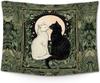Vintage Black and White Cat Wall Tapestry,Cat Mom Lovers Gifts Wall Tapestry Hanging for Bedroom, Tarot Card Botanical Aesthetic