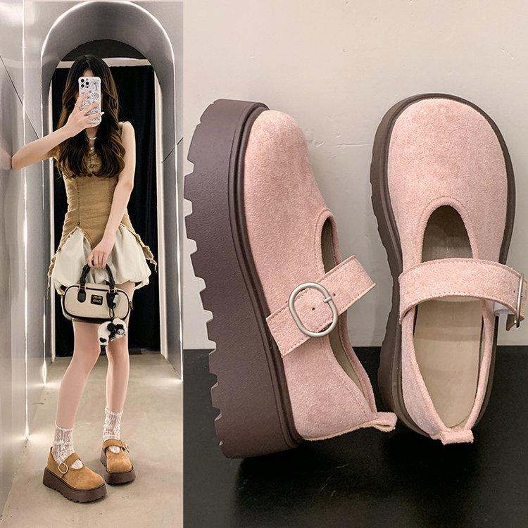 [Youshilai] In the summer of 2025, the new mango head Mary Jane shoes are muffin and light loafers. Suede