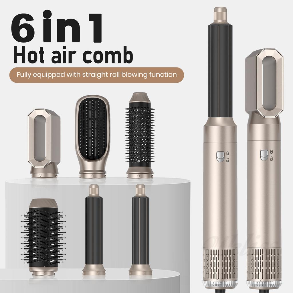 Hair Dryer Brush6 In 1 Hair Dryer Air Brush Styler Comb One Step Electric Hair Dryer Blowing Hair Dryer Automatic Curling Rod