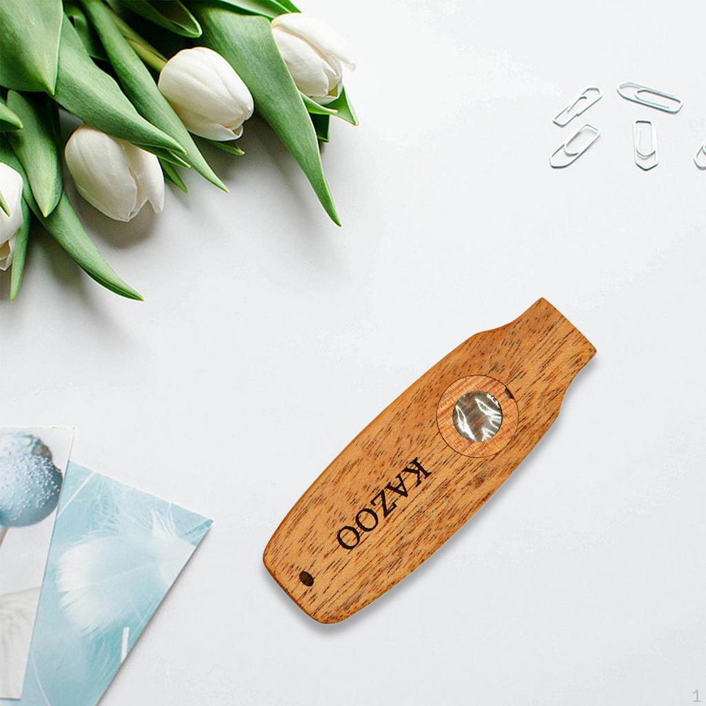 Wooden Kazoo Guitar Accompany Decor Wood Harmonica Musical Instrument for Music Lovers Outdoor
