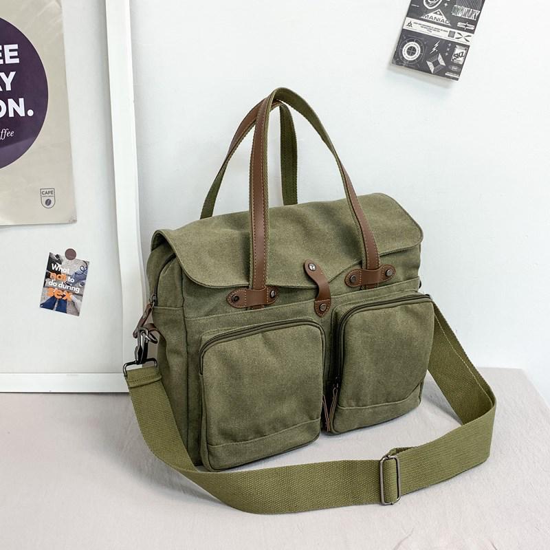 Large Capacity Men's Canvas Crossbody Bag - Multi-Compartment Messenger for Outdoor Travel and College Style.