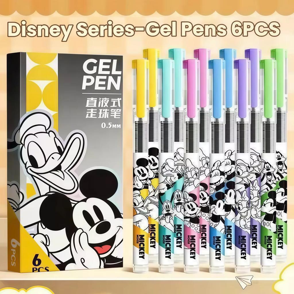 MINISO 6 Pcs/Set Cartoon Characters Limited Edition Cartoon Series Black 0.5mm Large Capacity Quick-drying Gel Pen Student/Office Stationery