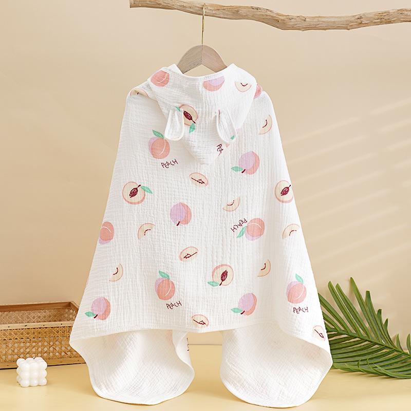 Children's Hooded Cotton Gauze Cape Bath Towel Infant Cartoon Cape Baby Cape Can Wear Bath Towel