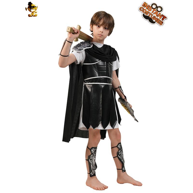 Halloween boy samurai costume, boy Roman warrior stage show boy party costume