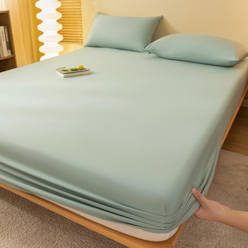 "Pojedyncze prześcieradło z czesanej bawełny w jednolitym kolorze – Ochraniacz na materac na łóżko piętrowe w akademiku"