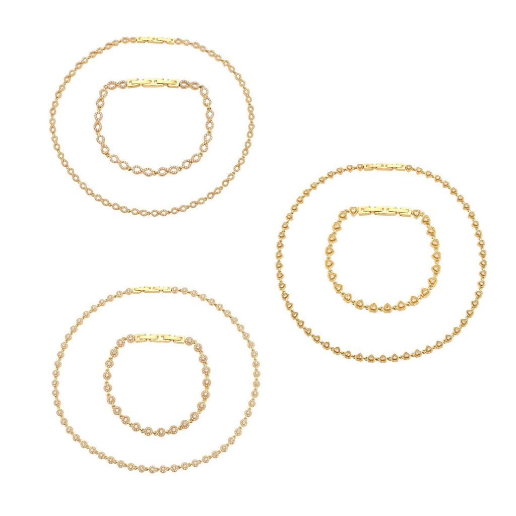 Qiong Yao Handmade Luxury Claw-Set 5A Heart-Shaped Zirconia Bracelet Necklace