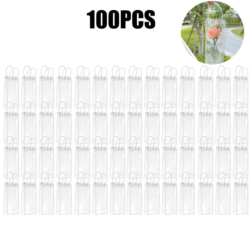 5-100 Stück Klare Plastikgeschenktüten mit Henkel Transparente Geschenktüte Wiederverwendbare Tragetasche PVC Goodie Bags für Hochzeitsfeierzubehör