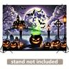 Scary Halloween Background Featuring Pumpkin Lanterns Full Moon and Haunted House - Polyester Wall flags.PMJ