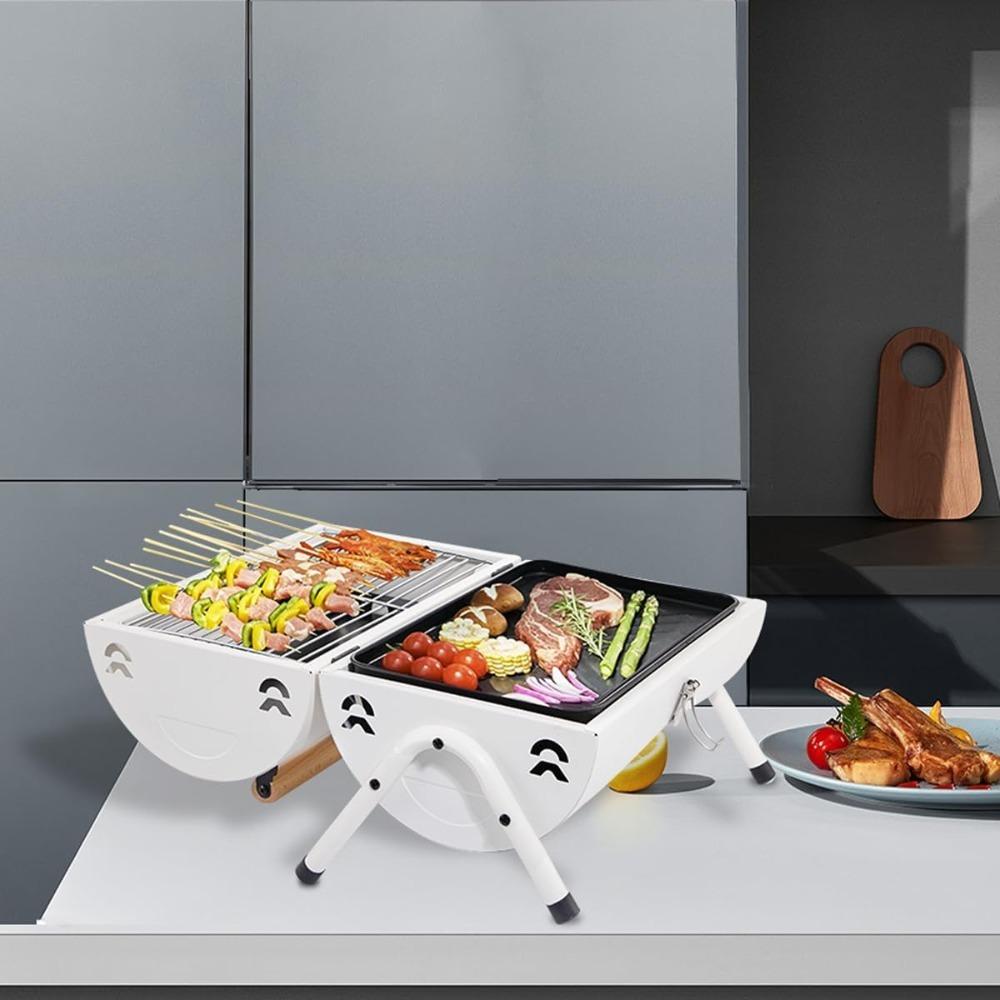 Smokeless Portable Barbecue Grill Dual Purpose Frying and Grilling Lightweight Camping Outdoor Home Stove Roaster Rack Hearth