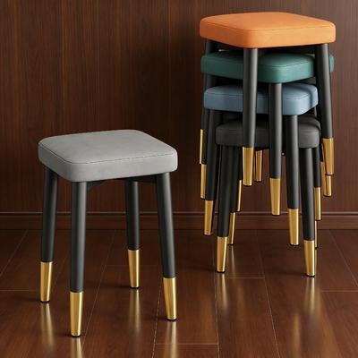 Modern Cushioned Dining Stool,Criss-Cross Legs Vanity Stool with Golden Foot Cover for Living Room,Bedroom,Office Home Furniture